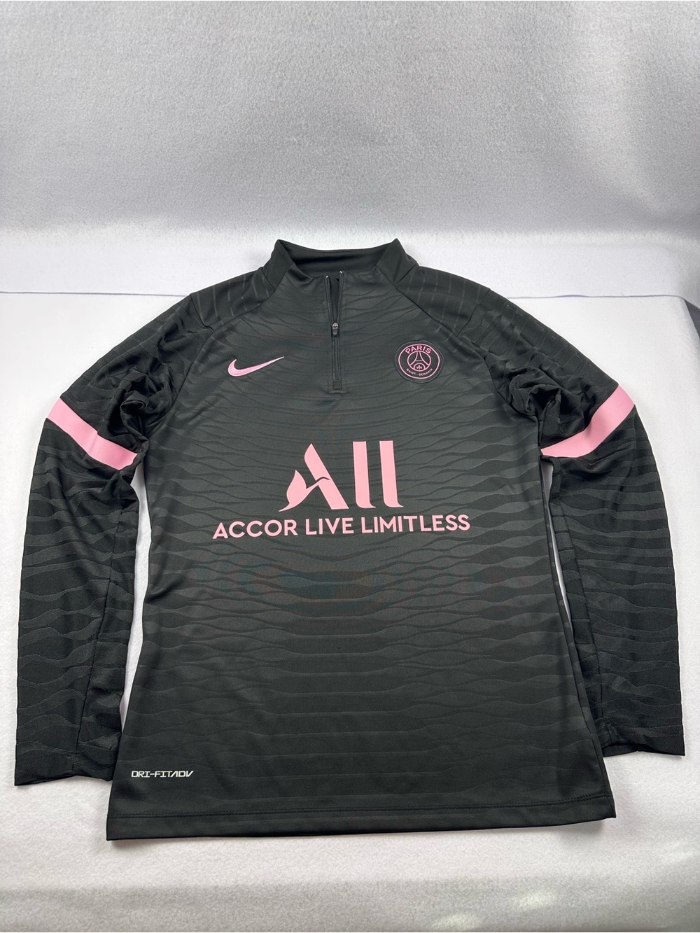 Nike PSG 2021/22 Strike Drill Top Black Pink Half Zip Training Jersey Mens Sz S